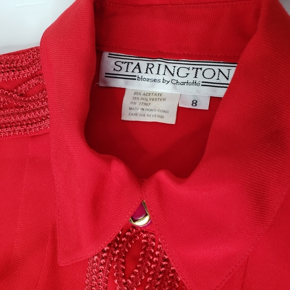 STARINGTON  Red Embroidered Button Blouse - Picture 9 of 15